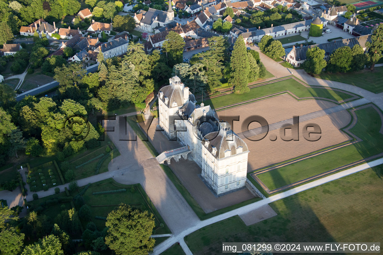 Drone image of Castle Cheverny - Chateau de Cheverny in Cheverny in Centre-Val de Loire, France