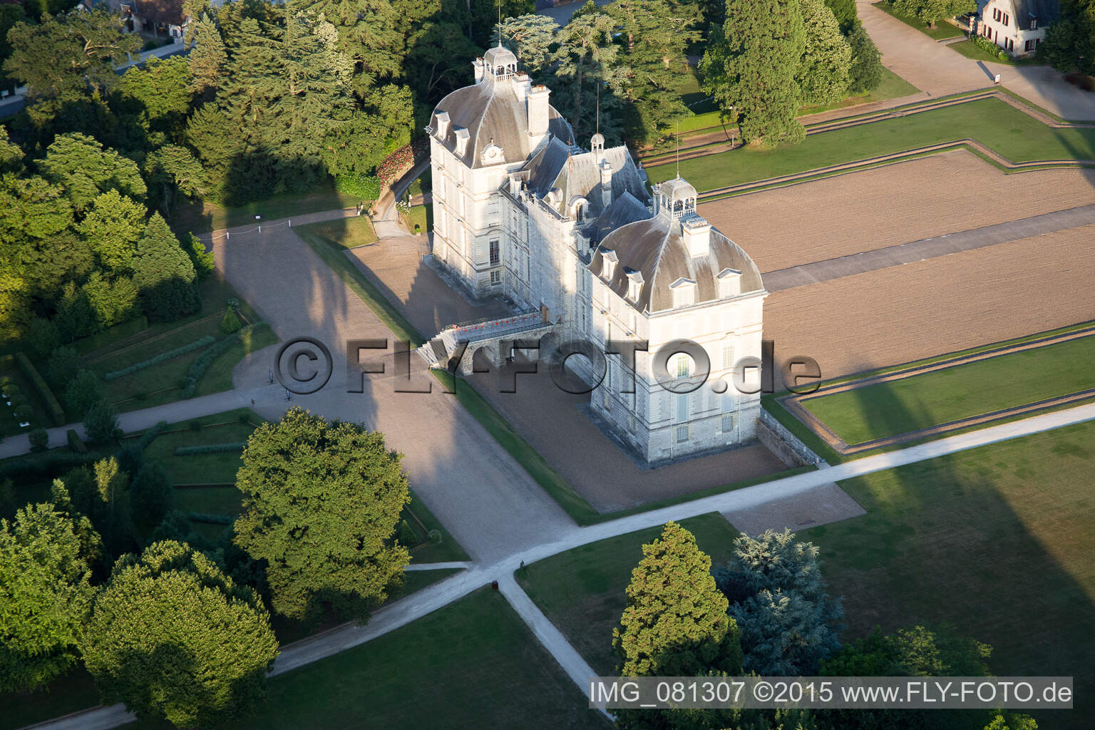 Castle Cheverny - Chateau de Cheverny in Cheverny in Centre-Val de Loire, France from the drone perspective