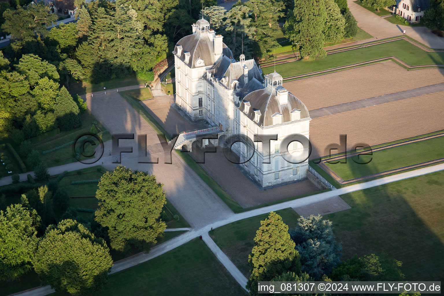 Castle Cheverny - Chateau de Cheverny in Cheverny in Centre-Val de Loire, France from the drone perspective