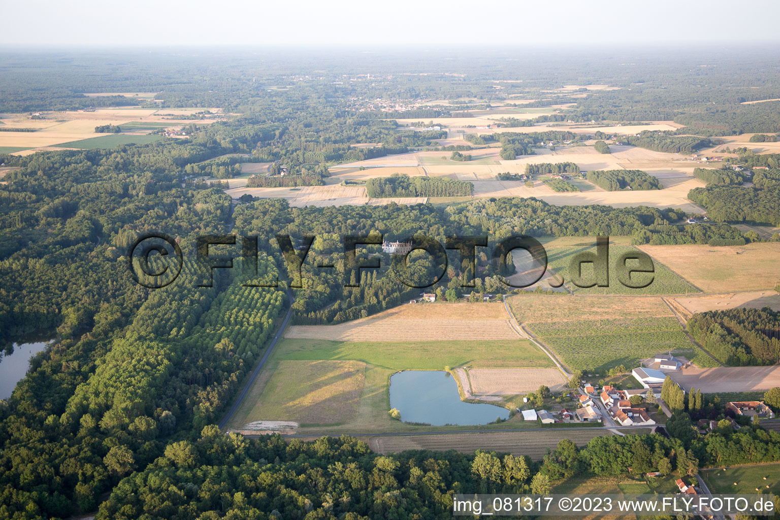 Cheverny in the state Loir et Cher, France from the plane