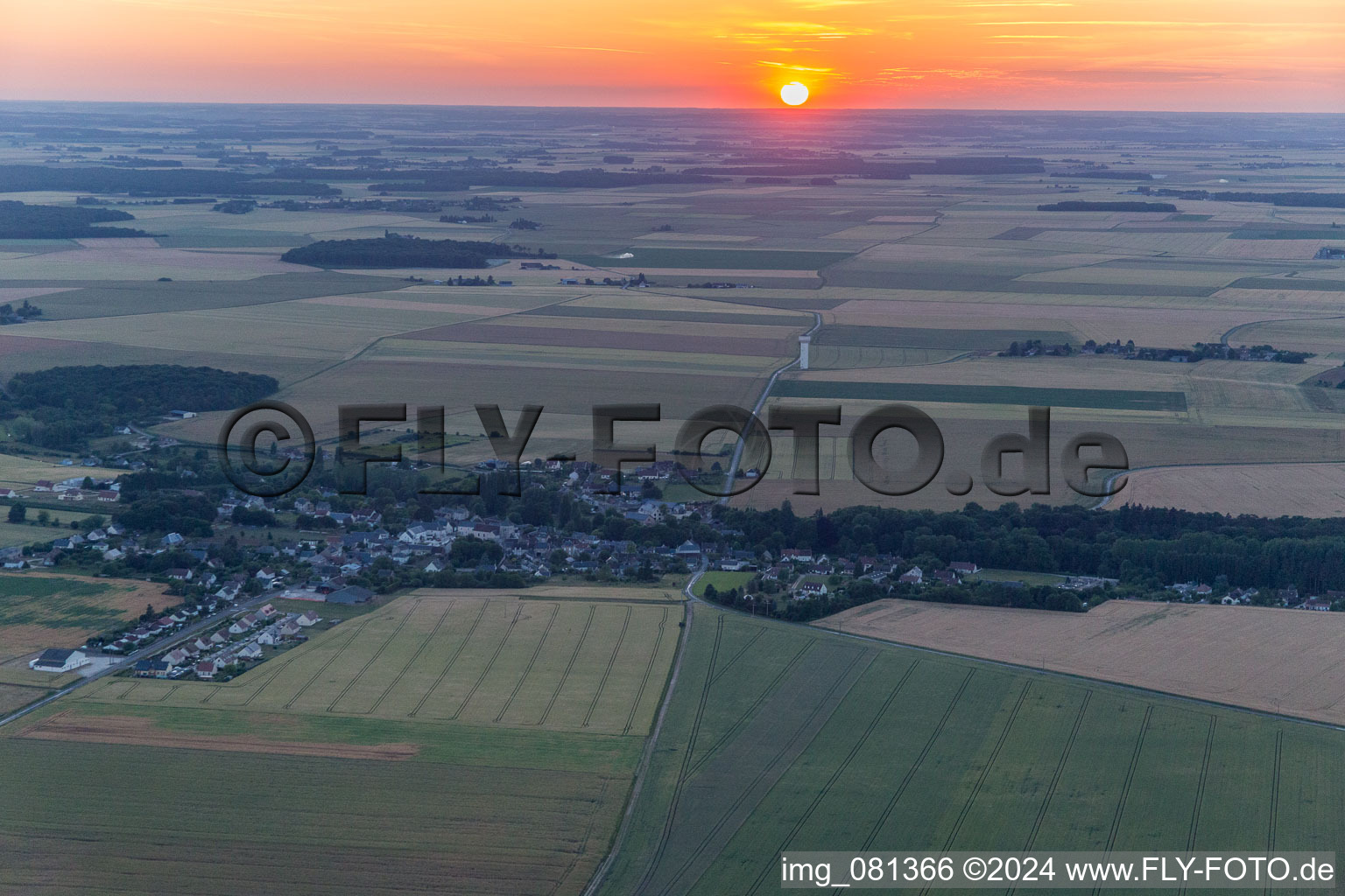 Sunset over the countryside of Loire valley in Saint-Bohaire in Centre-Val de Loire, France