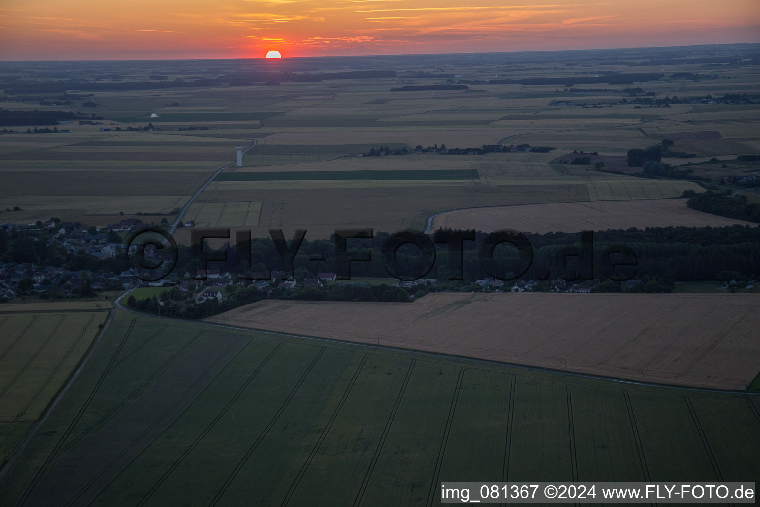 Sunset over the countryside of Loire valley in Landes-le-Gaulois in Centre-Val de Loire, France