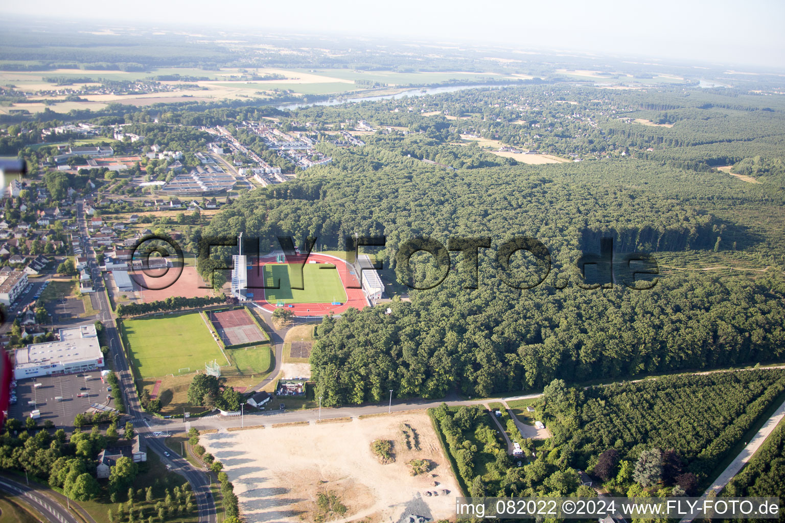 Aerial view of Stade des Allées in Blois in the state Loir et Cher, France