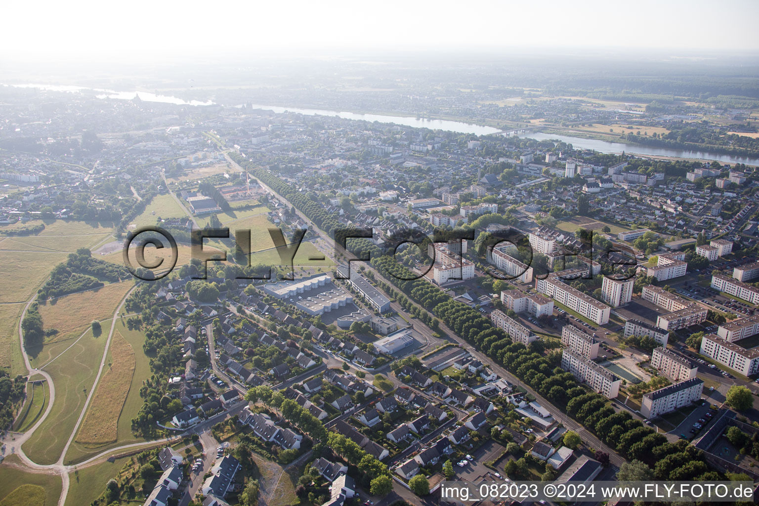 Blois in the state Loir et Cher, France from the plane