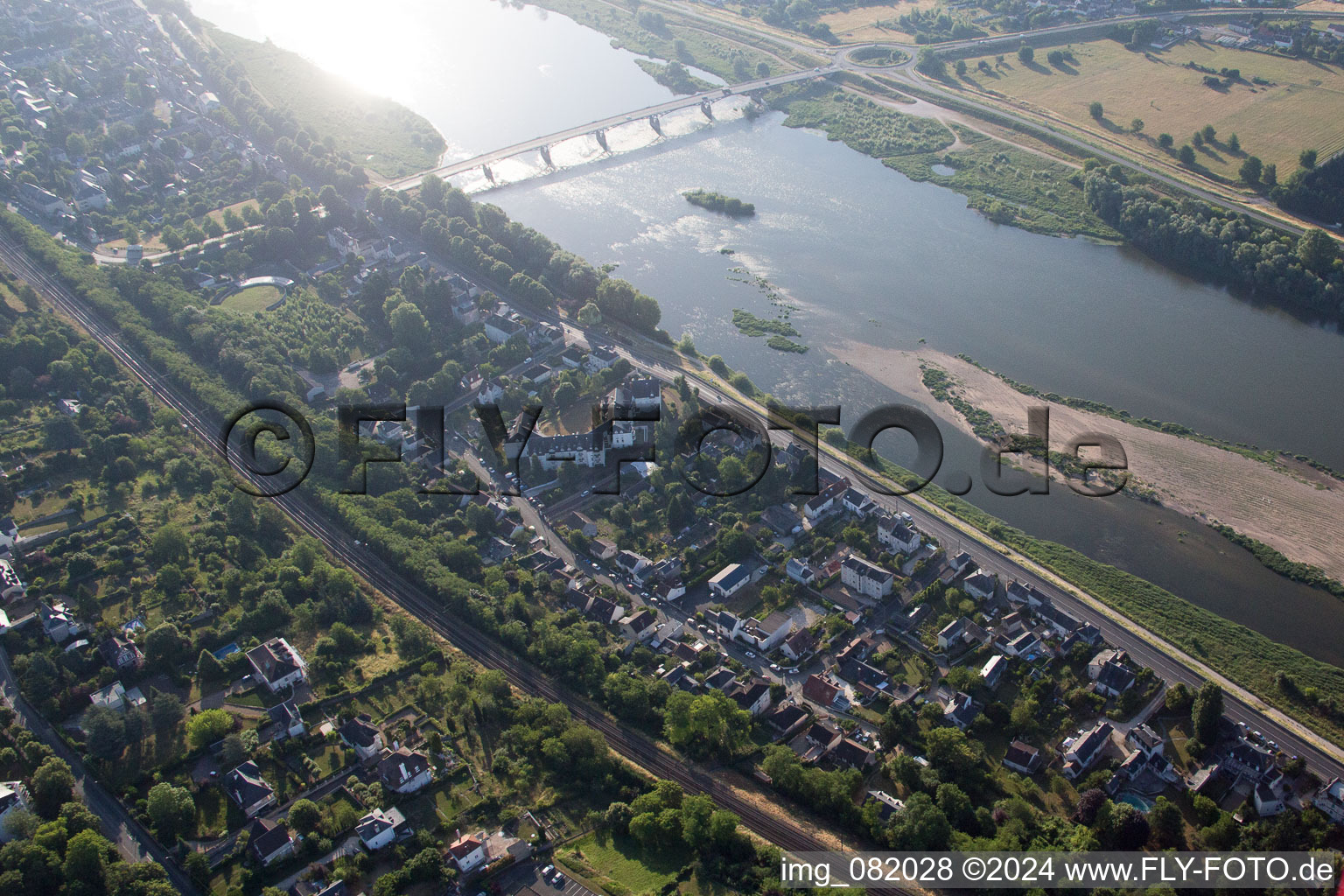 Blois in the state Loir et Cher, France from the drone perspective