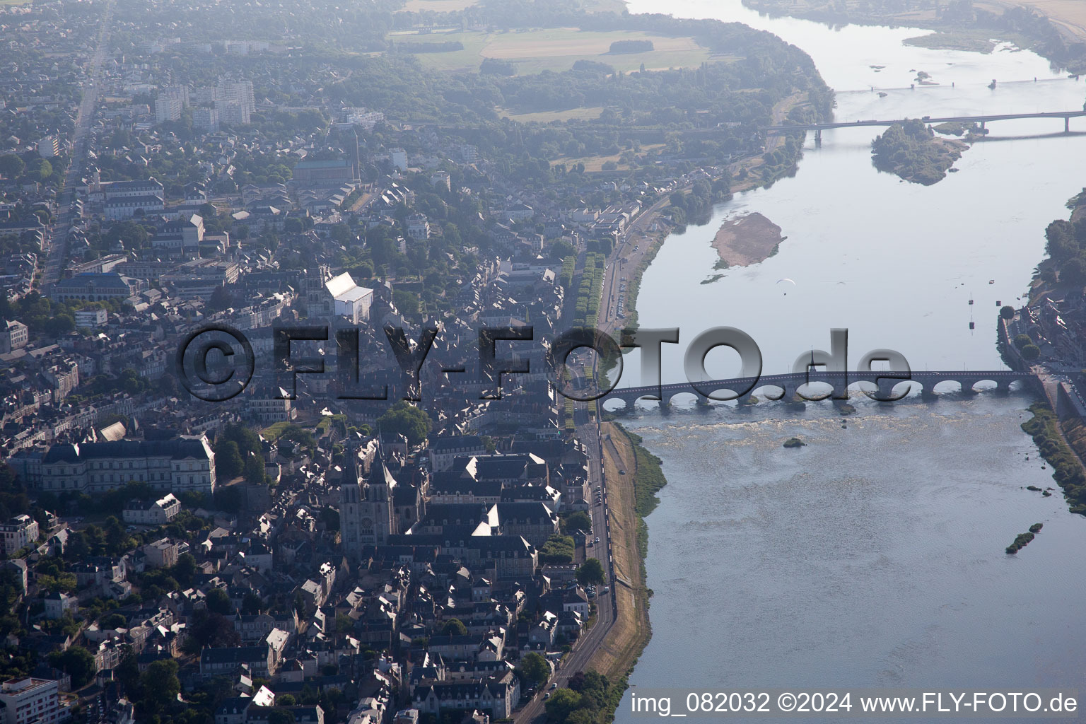 Blois in the state Loir et Cher, France seen from a drone