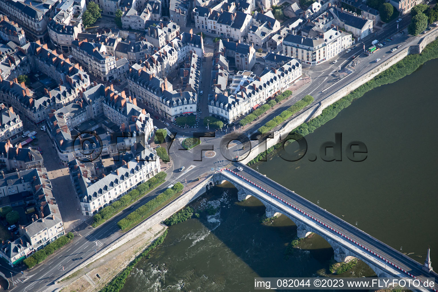 Blois in the state Loir et Cher, France from the drone perspective