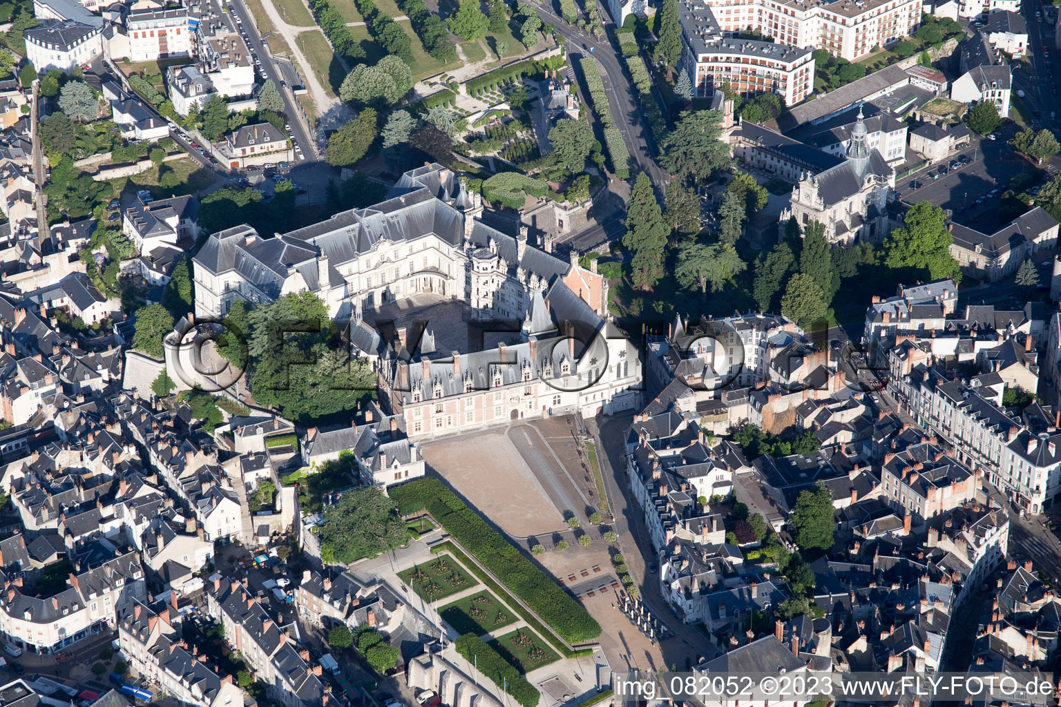 Blois in the state Loir et Cher, France seen from above