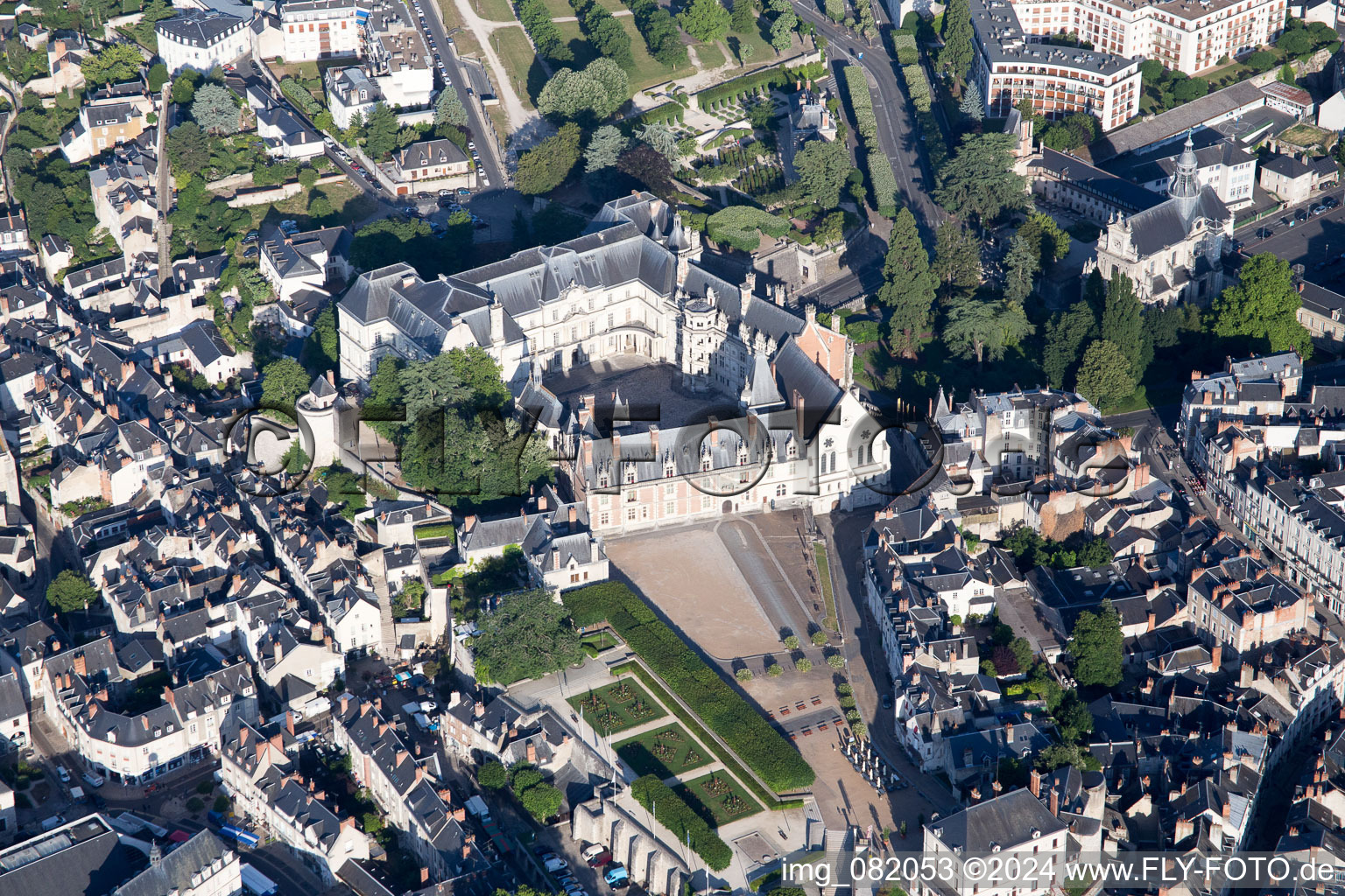 Blois in the state Loir et Cher, France from the plane