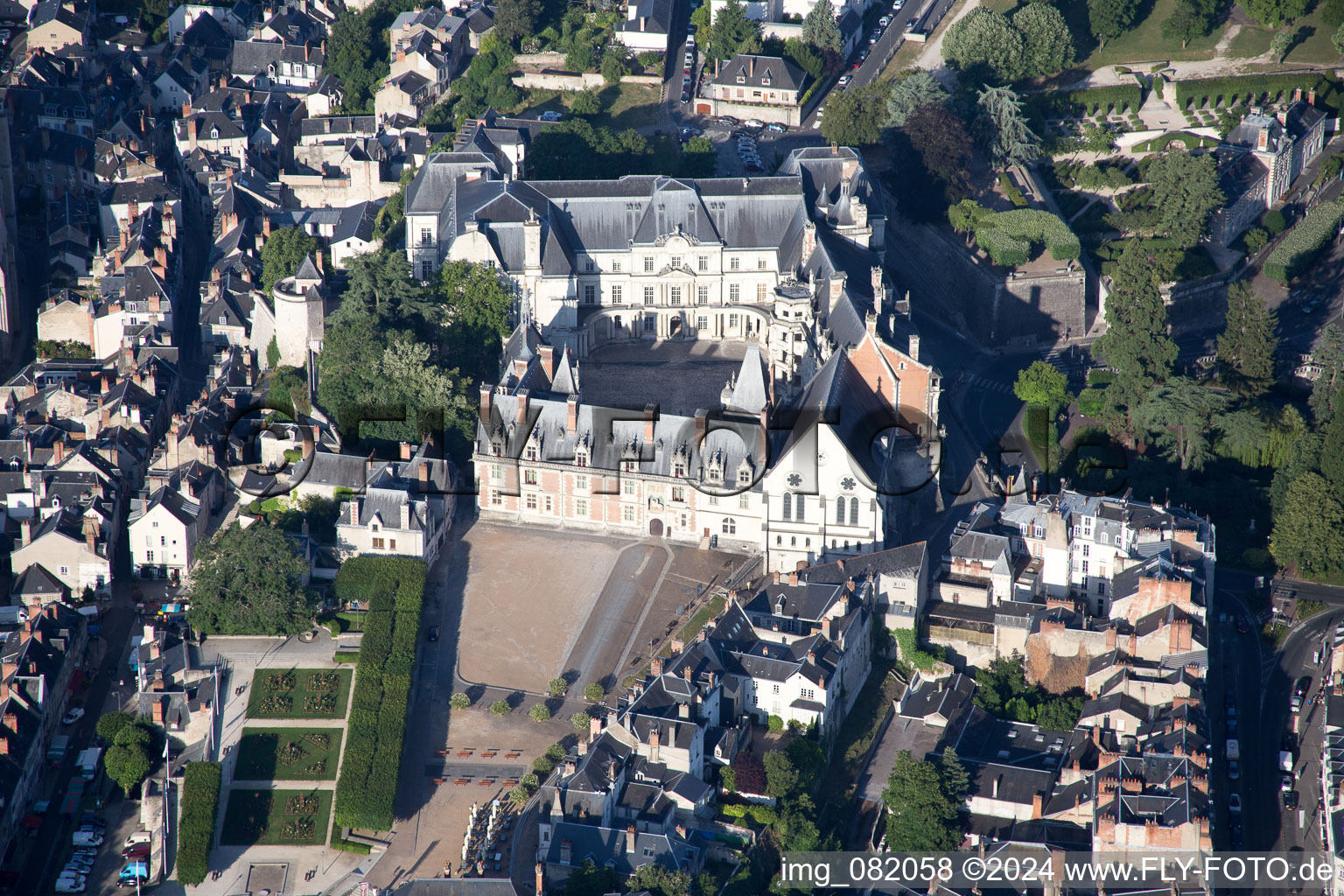 Blois in the state Loir et Cher, France from the drone perspective