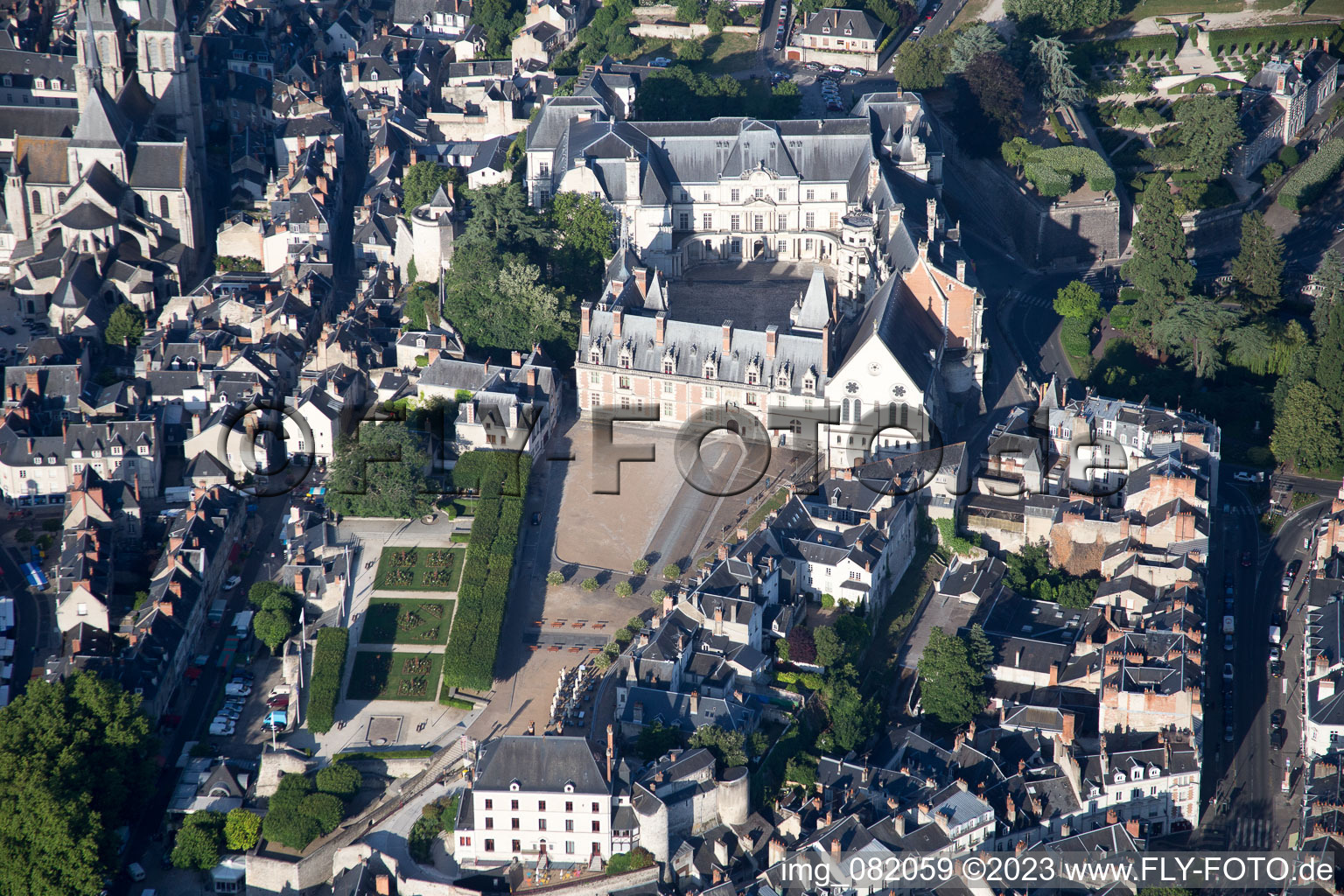 Blois in the state Loir et Cher, France from a drone