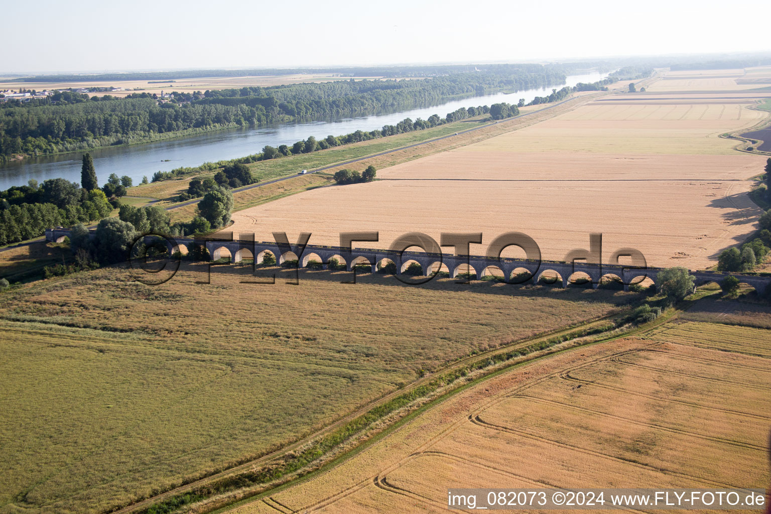 Aerial view of Viaduct at Vineuil/Loire in Vineuil in the state Loir et Cher, France