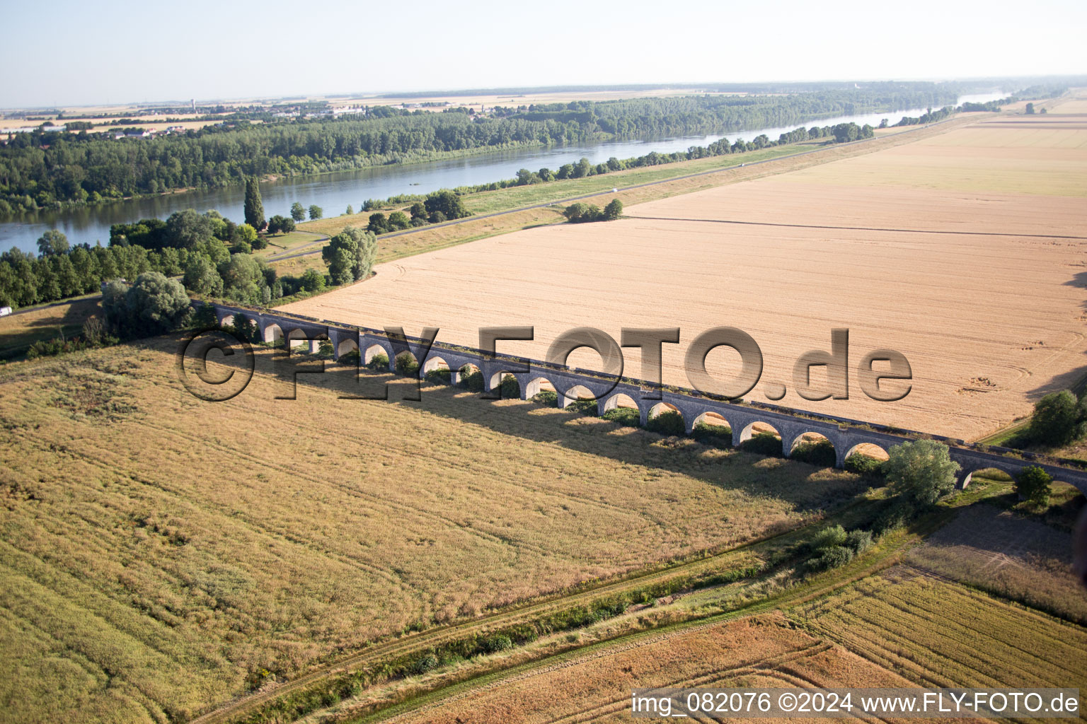 Viaduct at Vineuil/Loire in Vineuil in the state Loir et Cher, France from above