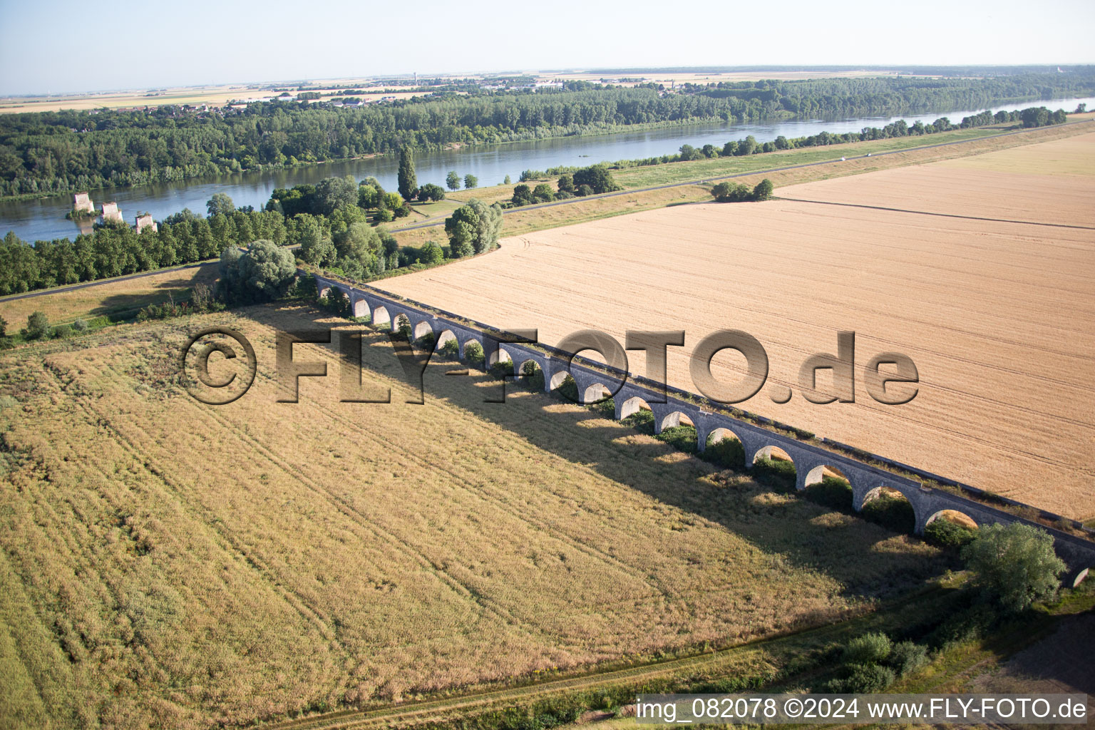 Viaduct at Vineuil/Loire in Vineuil in the state Loir et Cher, France seen from above