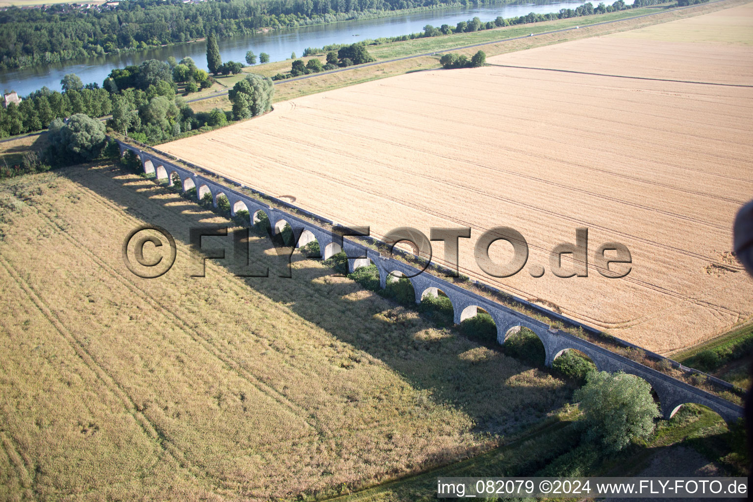 Viaduct at Vineuil/Loire in Vineuil in the state Loir et Cher, France from the plane