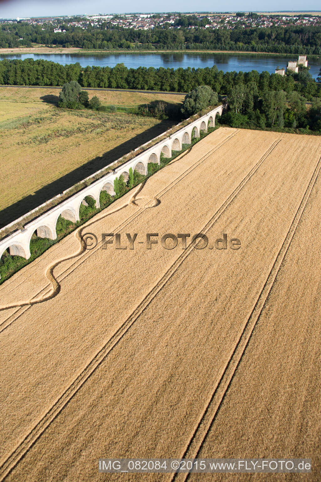 Viaduct at Vineuil/Loire in Vineuil in the state Loir et Cher, France from the drone perspective