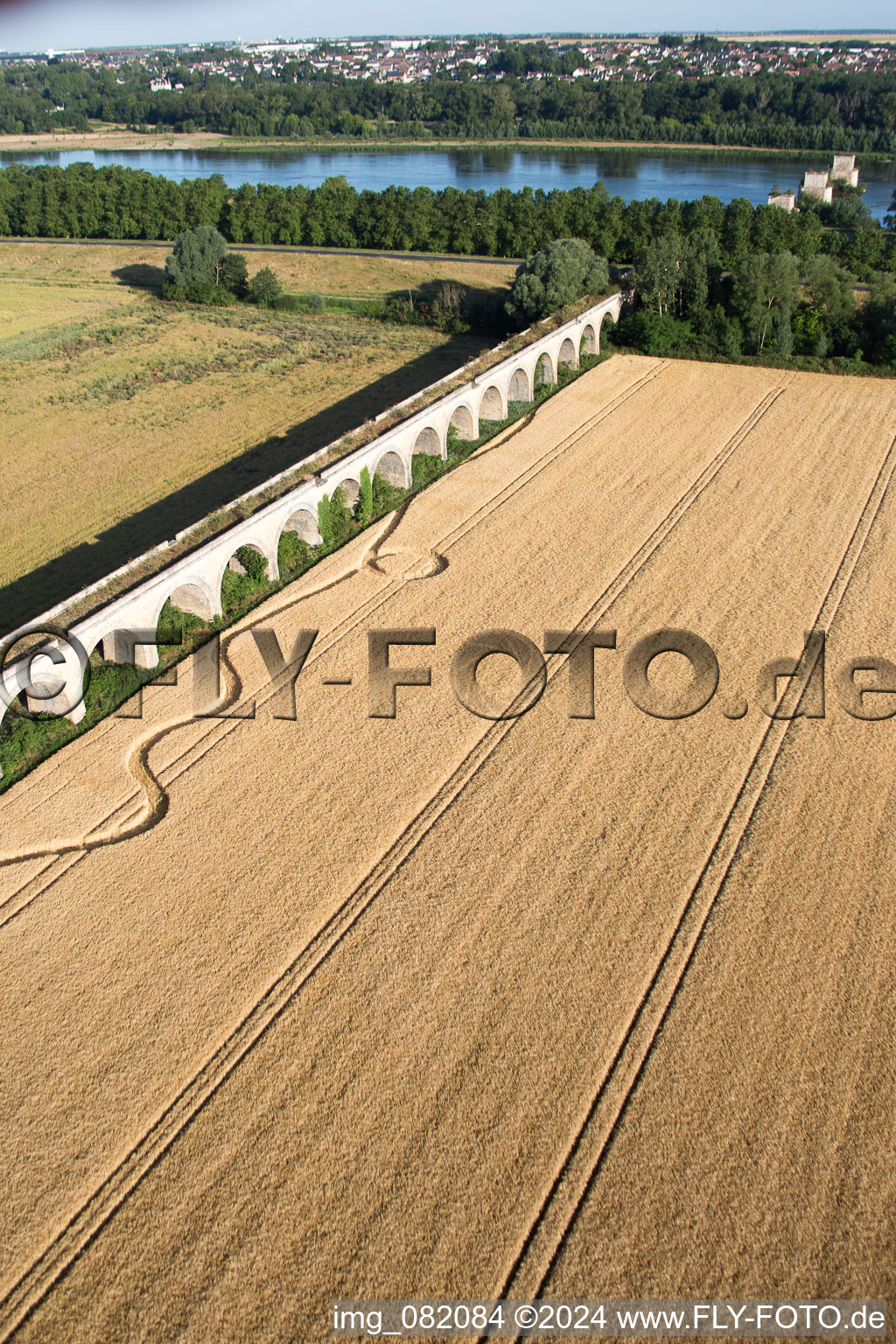 Viaduct at Vineuil/Loire in Vineuil in the state Loir et Cher, France from the drone perspective