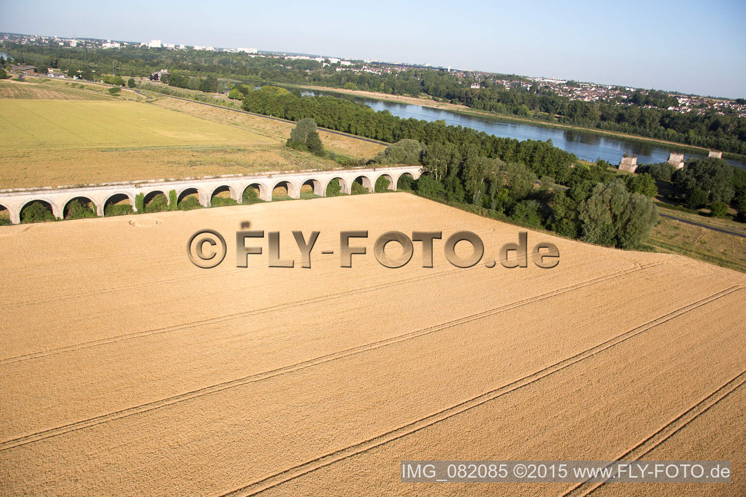 Viaduct at Vineuil/Loire in Vineuil in the state Loir et Cher, France from a drone