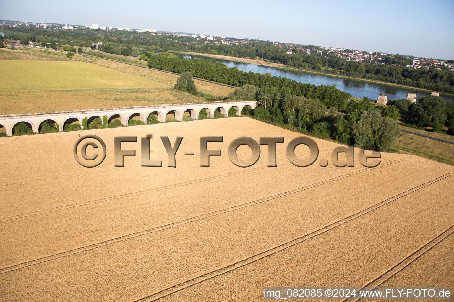 Viaduct at Vineuil/Loire in Vineuil in the state Loir et Cher, France from a drone