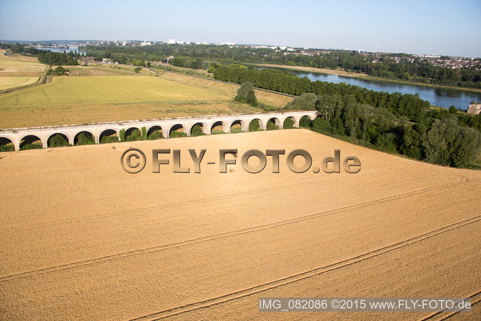 Viaduct at Vineuil/Loire in Vineuil in the state Loir et Cher, France seen from a drone