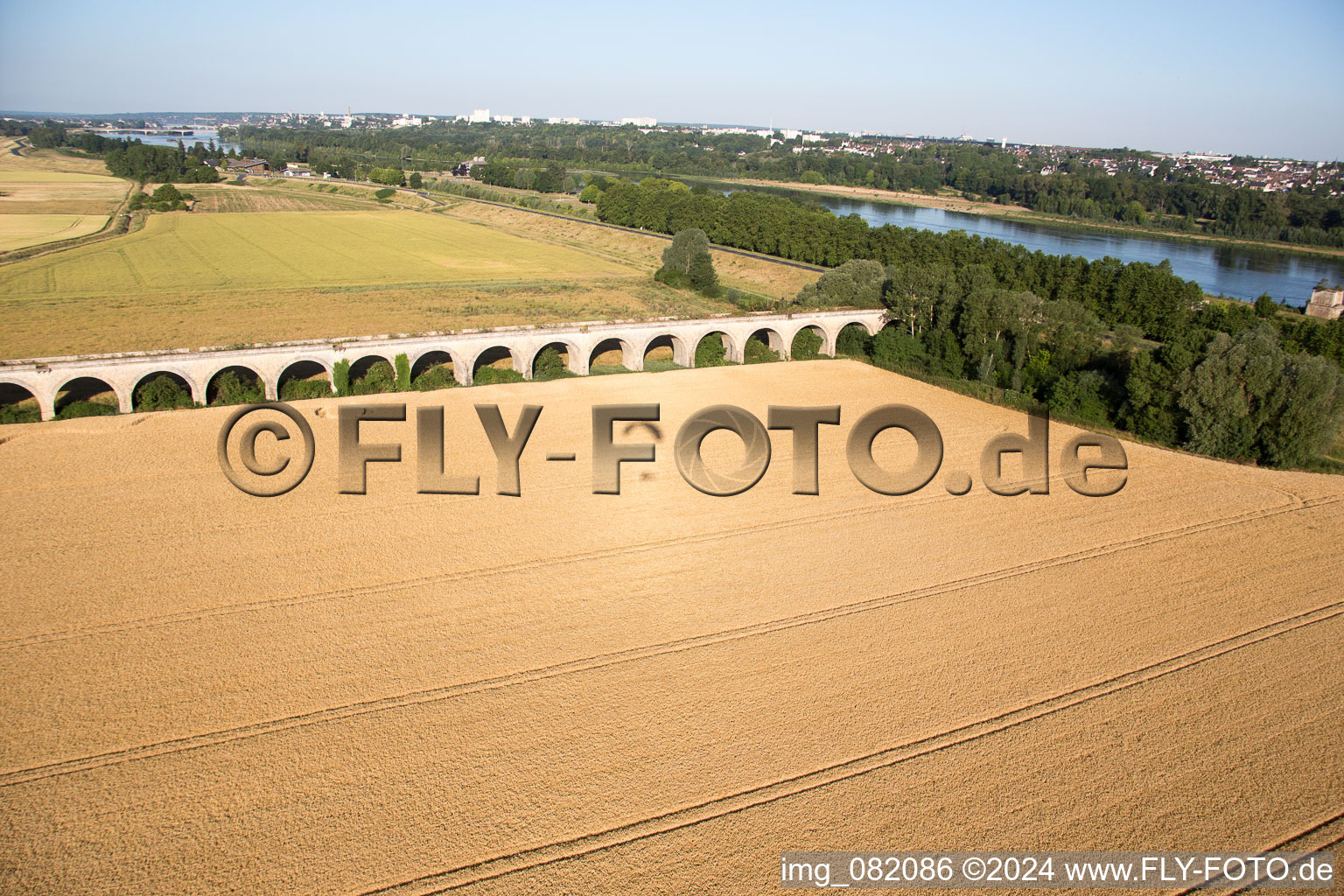 Viaduct at Vineuil/Loire in Vineuil in the state Loir et Cher, France seen from a drone