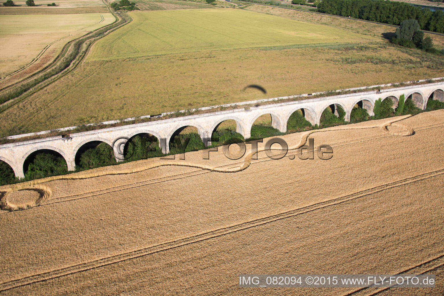 Viaduct at Vineuil/Loire in Vineuil in the state Loir et Cher, France from above