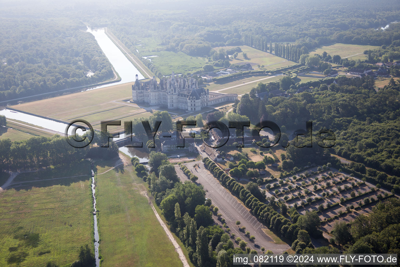 Aerial view of Chambord in the state Loir et Cher, France