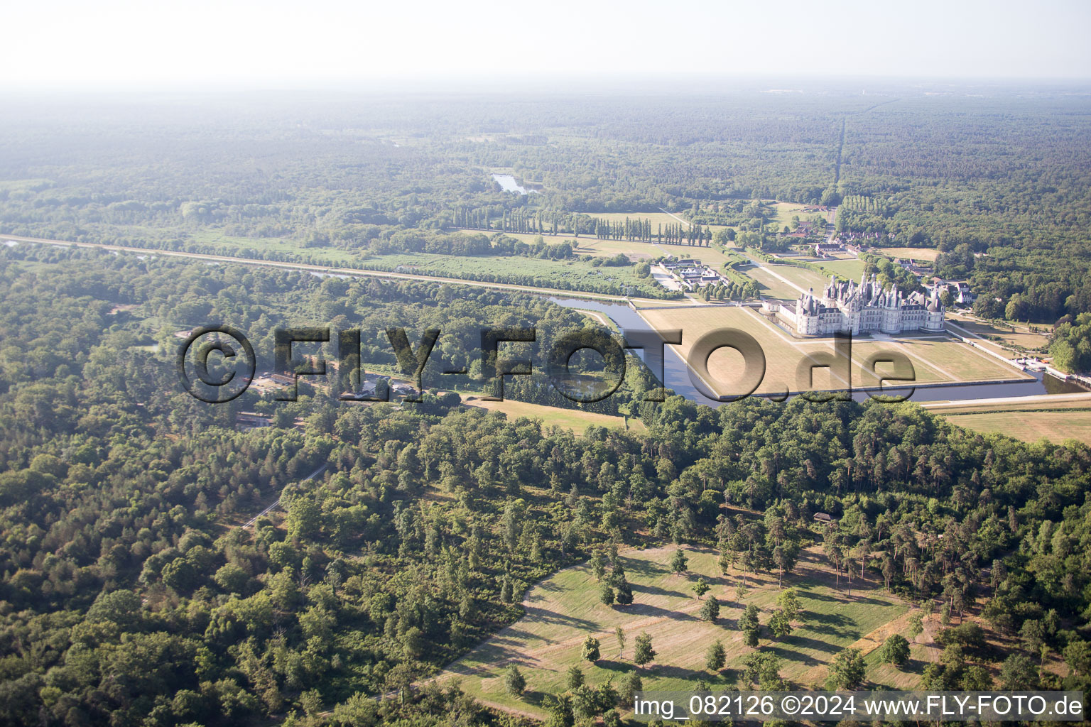 Chambord in the state Loir et Cher, France from the plane