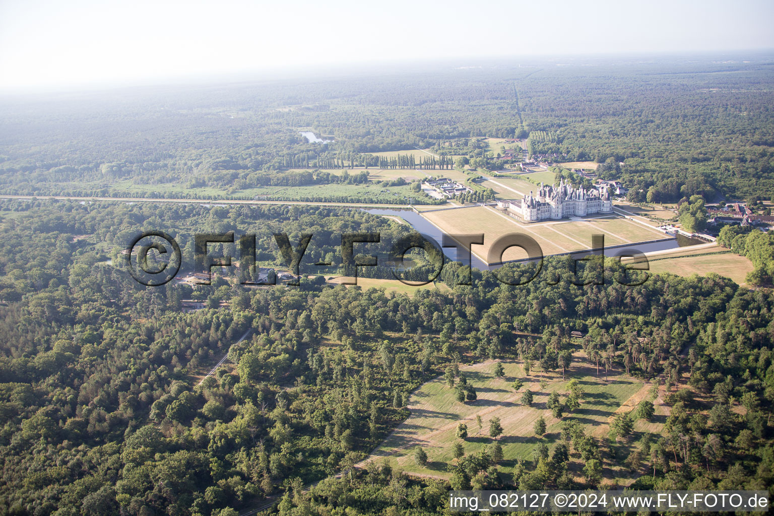 Bird's eye view of Chambord in the state Loir et Cher, France