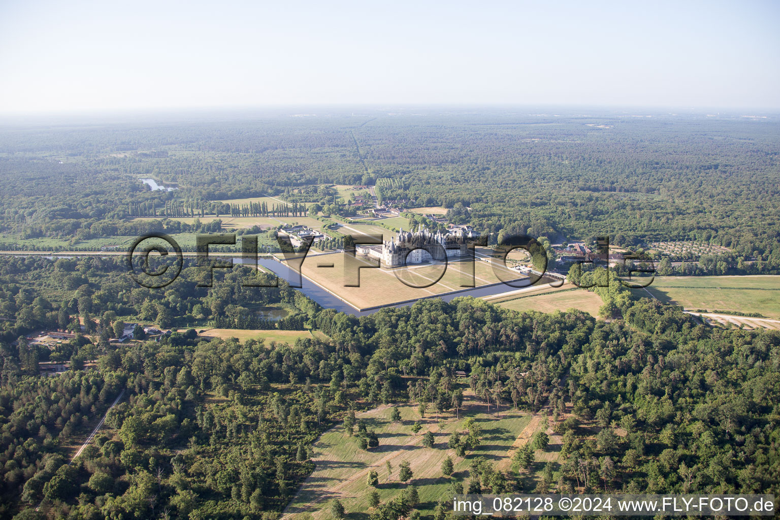 Chambord in the state Loir et Cher, France viewn from the air