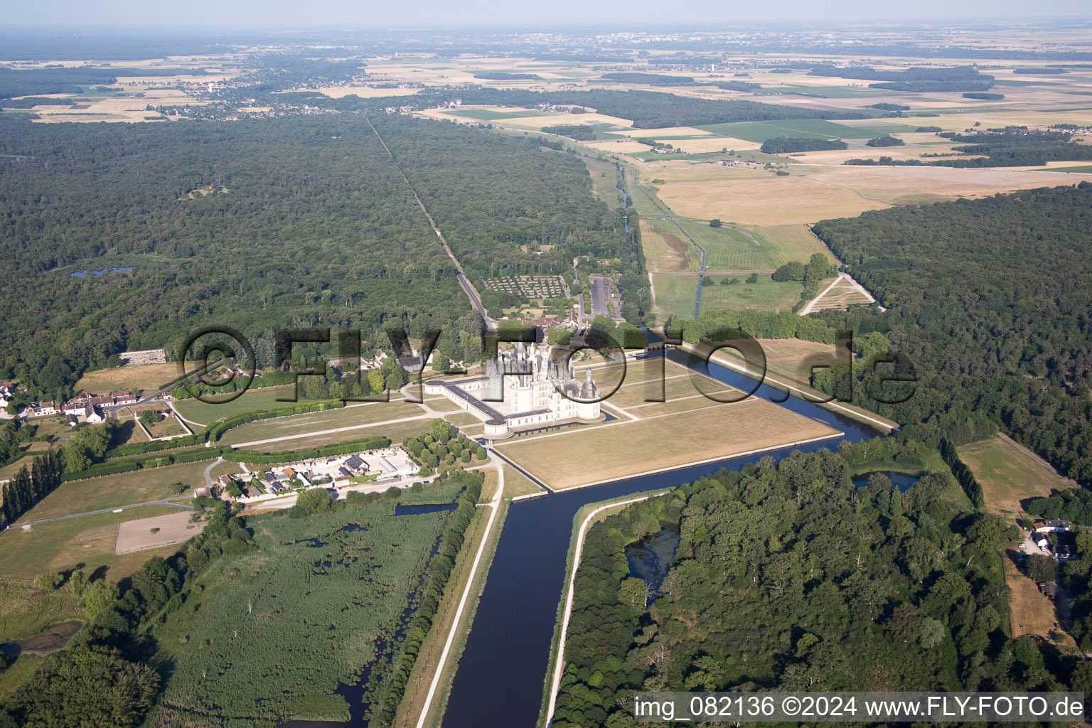 Chambord in the state Loir et Cher, France from a drone