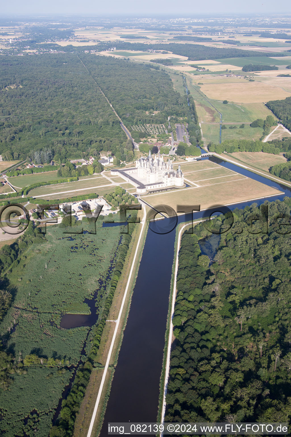 Chambord in the state Loir et Cher, France seen from a drone