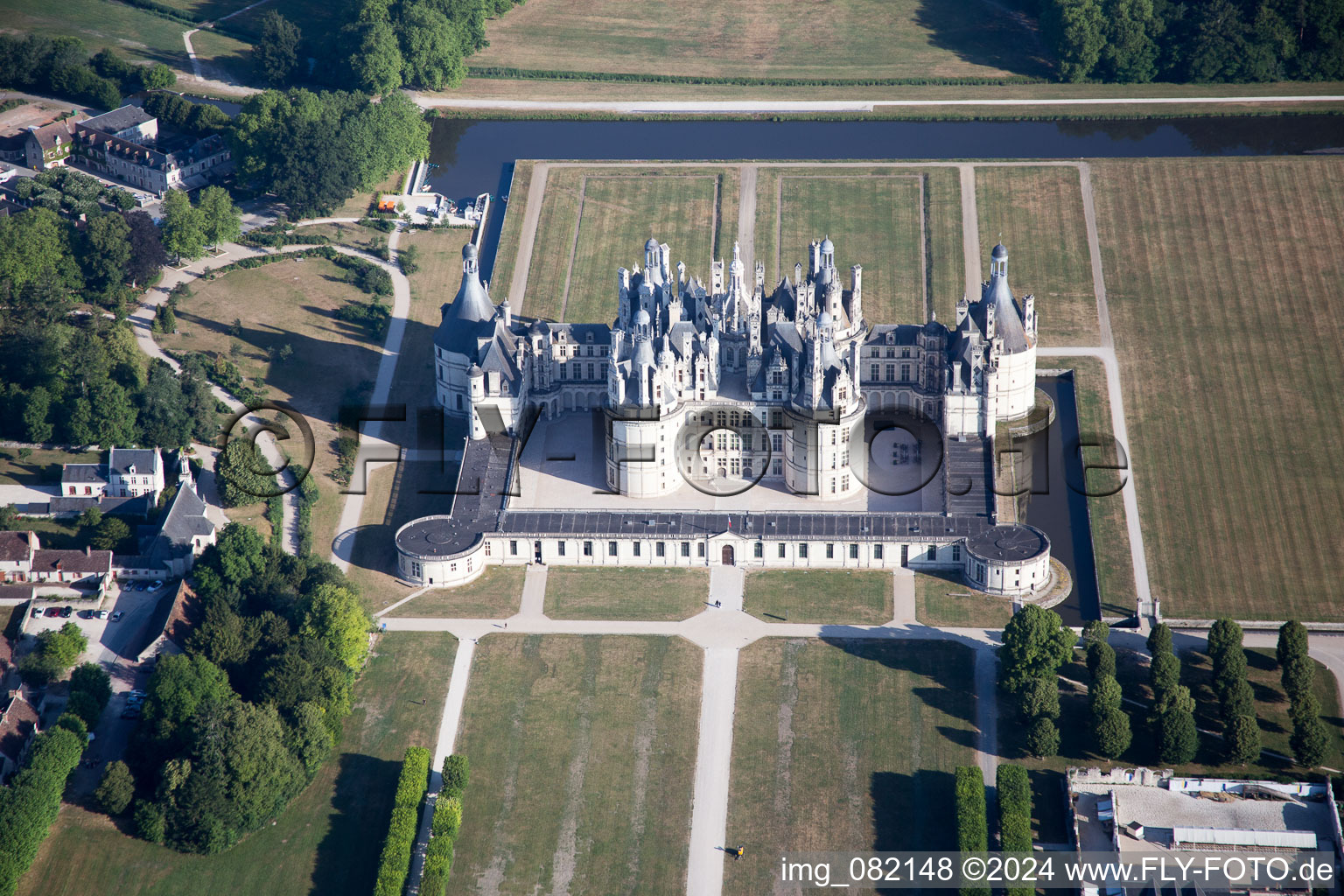 Building complex in the park of the castle Chateau de Chambord in Chambord in Centre-Val de Loire, France