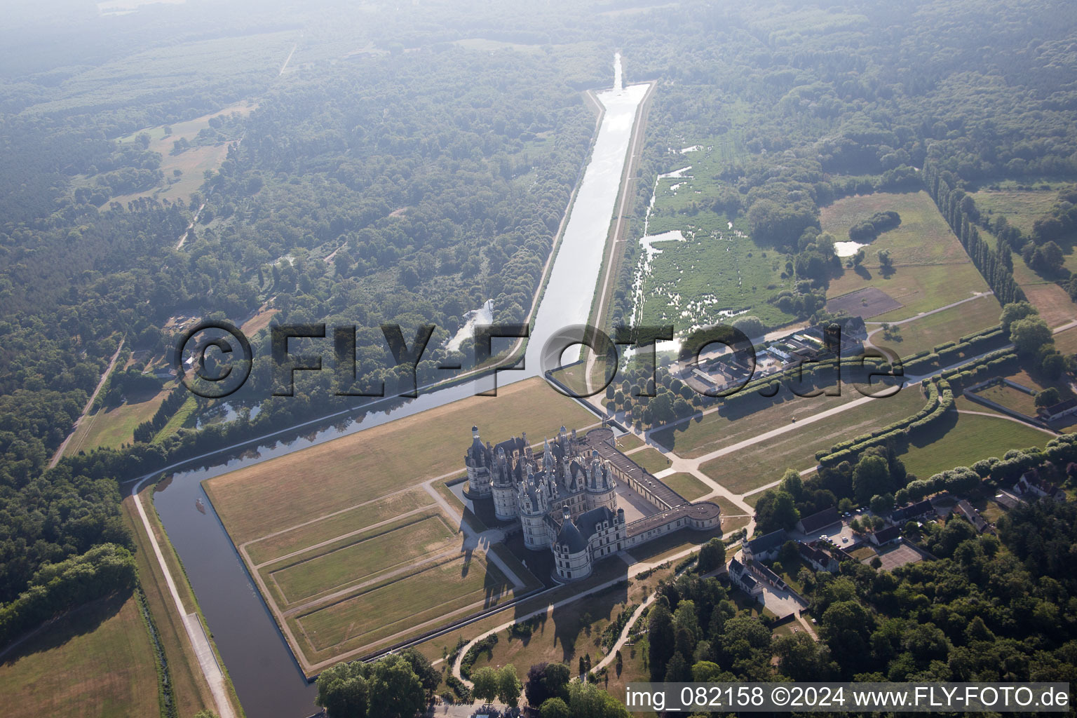 Chambord in the state Loir et Cher, France seen from above