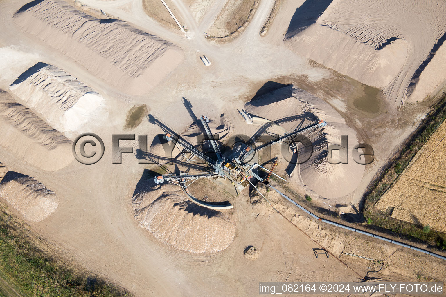 Aerial view of Gravel works in Suèvres in the state Loir et Cher, France