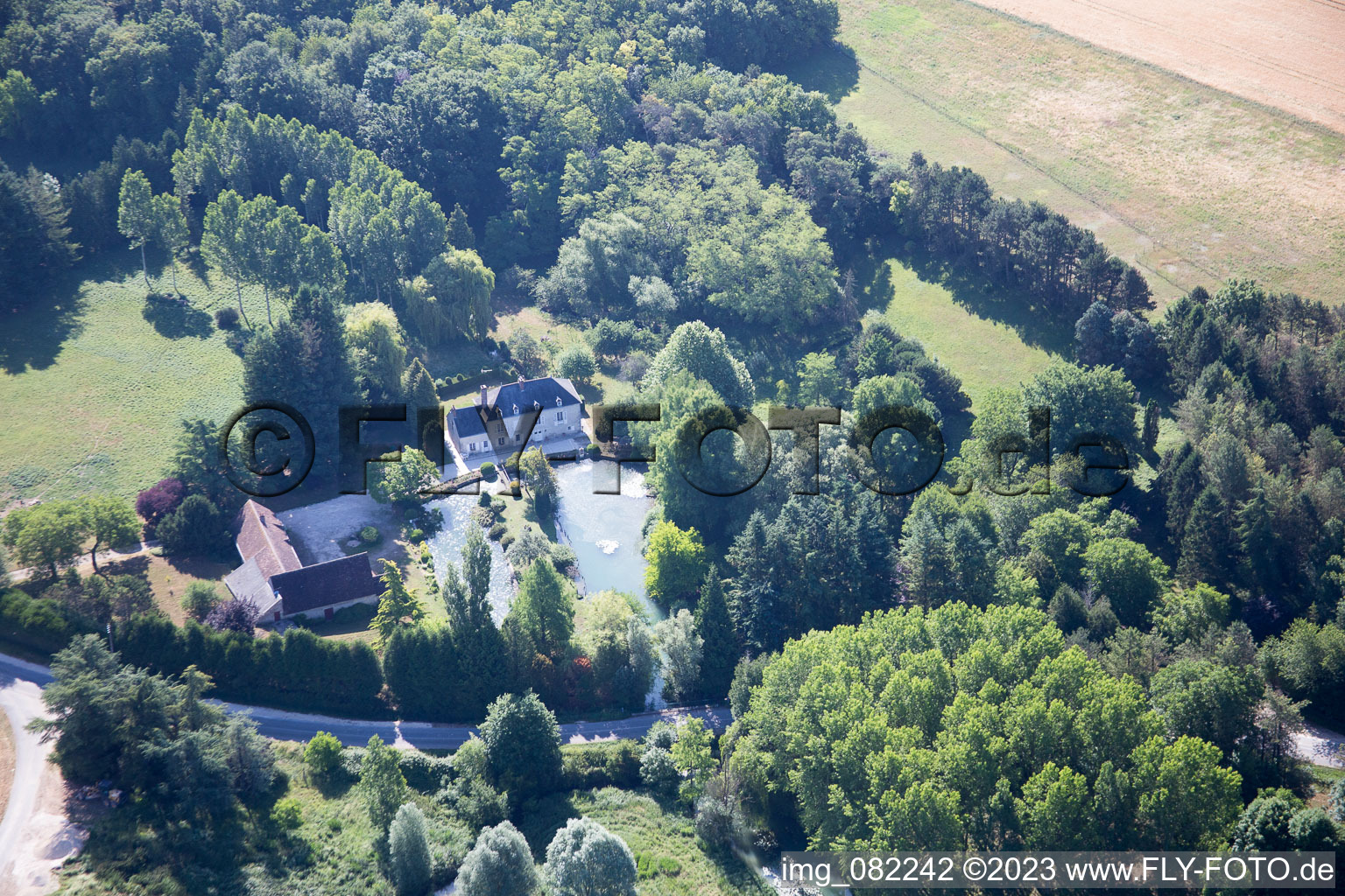 Aerial view of Landes-le-Gaulois in the state Loir et Cher, France