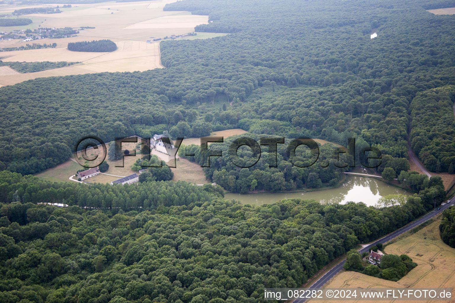 Aerial photograpy of Castle of Schloss in Autreche in Centre-Val de Loire, France