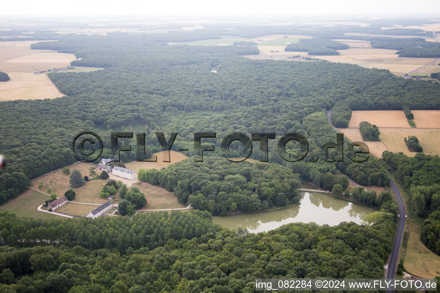 Castle of Schloss in Autreche in Centre-Val de Loire, France from above