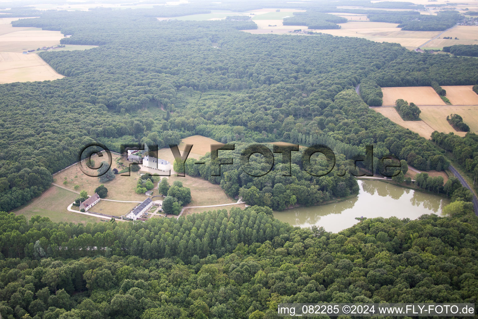 Castle of Schloss in Autreche in Centre-Val de Loire, France out of the air