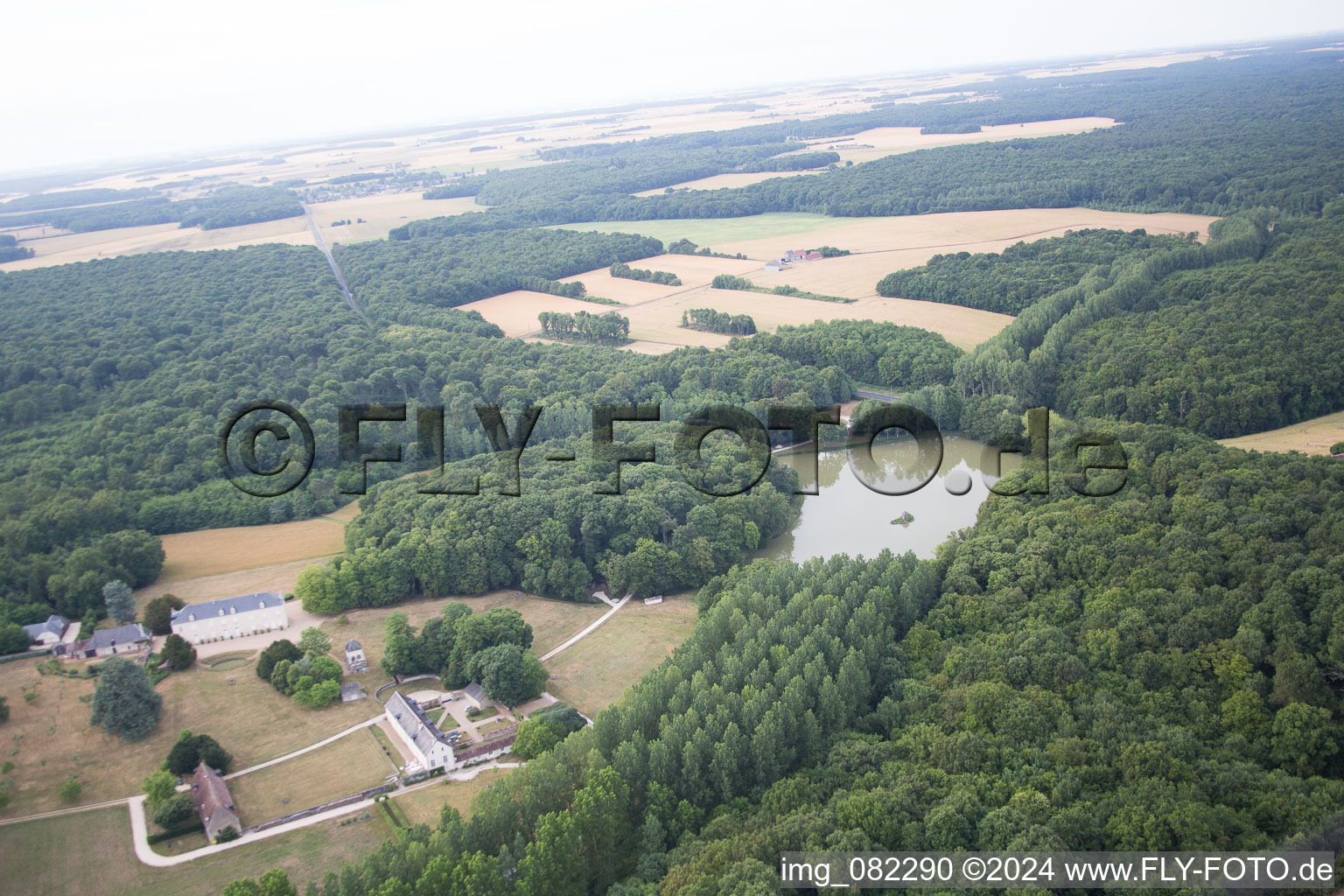 Bird's eye view of Castle of Schloss in Autreche in Centre-Val de Loire, France