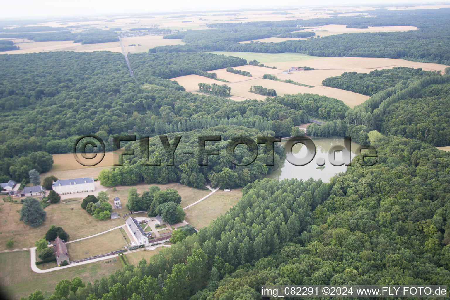 Castle of Schloss in Autreche in Centre-Val de Loire, France viewn from the air