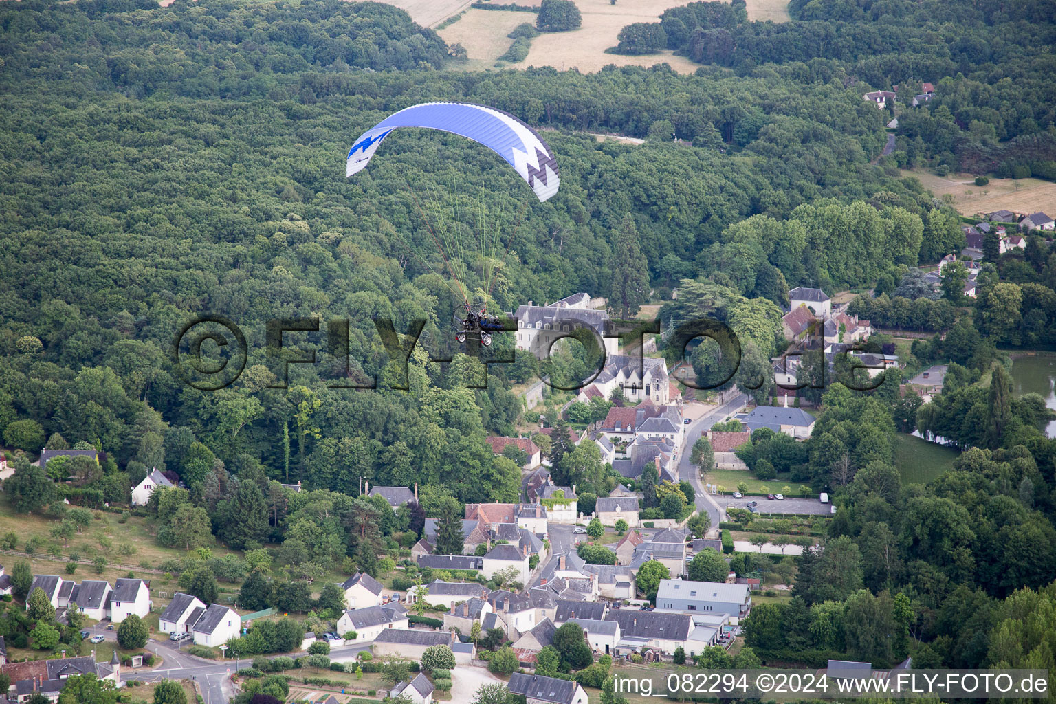 Aerial photograpy of Saint-Ouen-les-Vignes in the state Indre et Loire, France