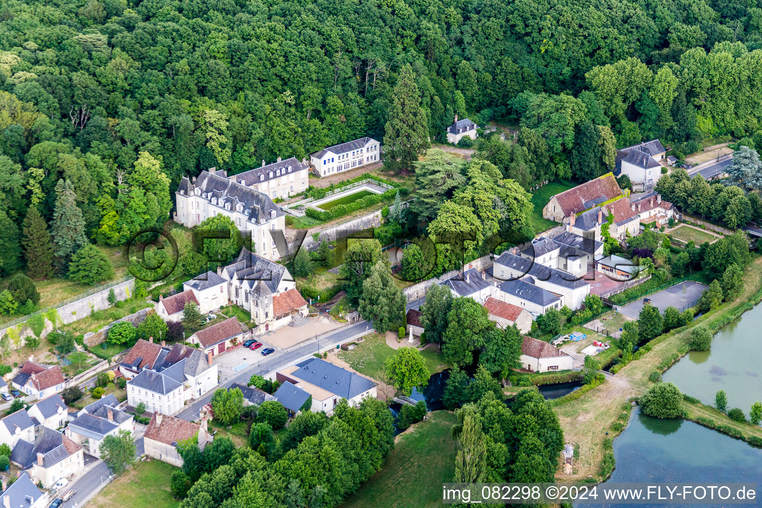 Saint-Ouen-les-Vignes in the state Indre et Loire, France seen from above