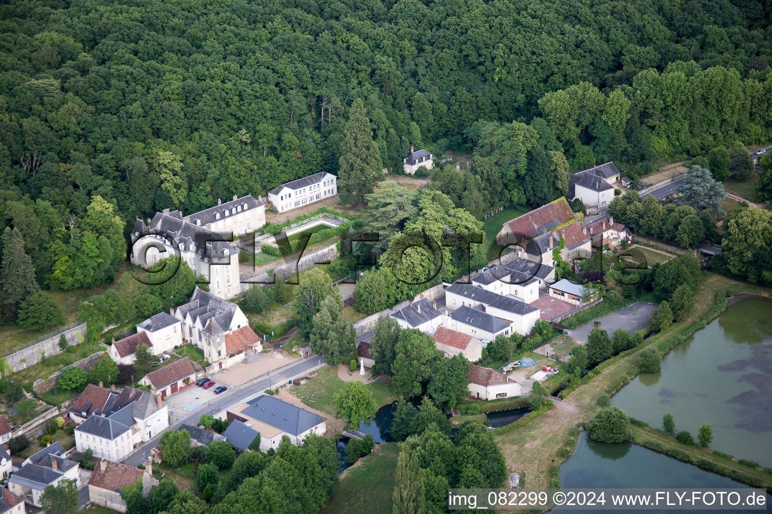 Saint-Ouen-les-Vignes in the state Indre et Loire, France seen from above