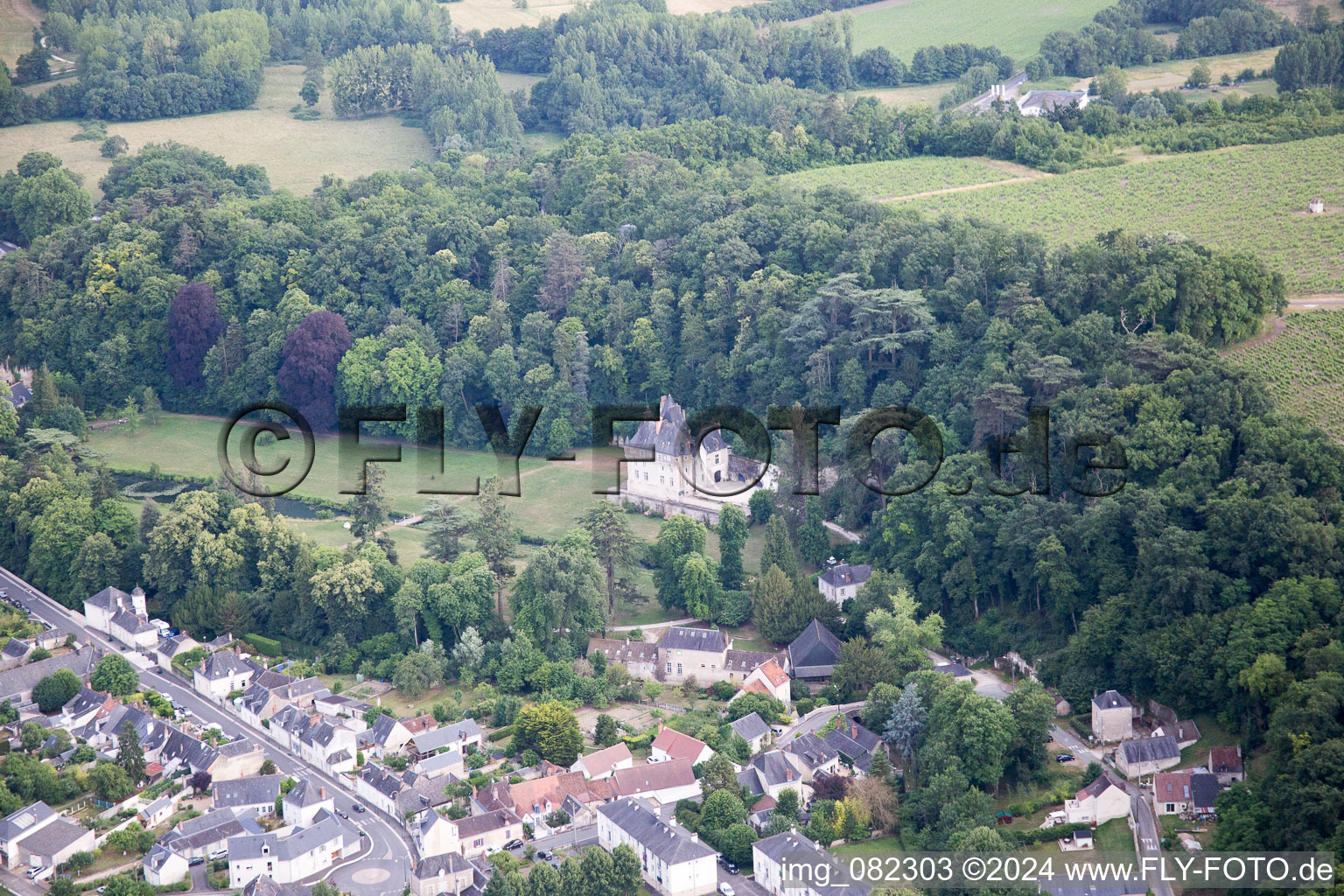 Aerial photograpy of Pocé-sur-Cisse in the state Indre et Loire, France