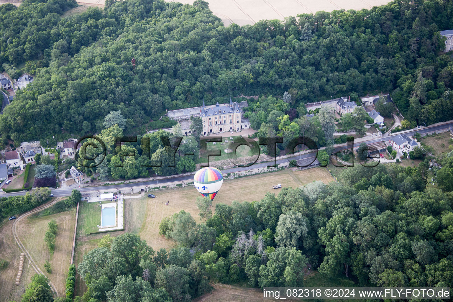 Aerial view of Nazelles-Négron in the state Indre et Loire, France