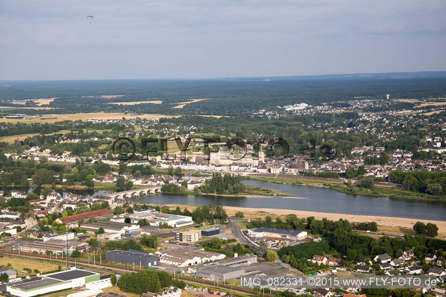 Aerial view of Amboise in the state Indre et Loire, France