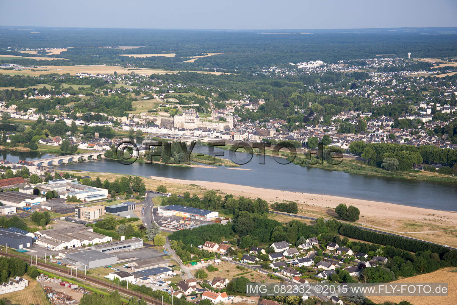 Aerial photograpy of Amboise in the state Indre et Loire, France