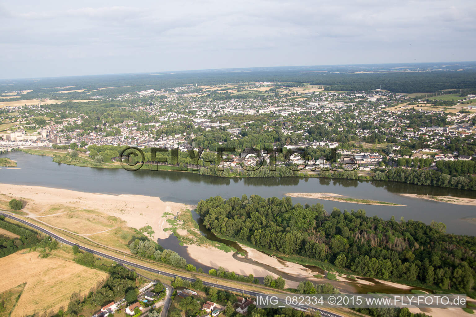 Amboise in the state Indre et Loire, France from above