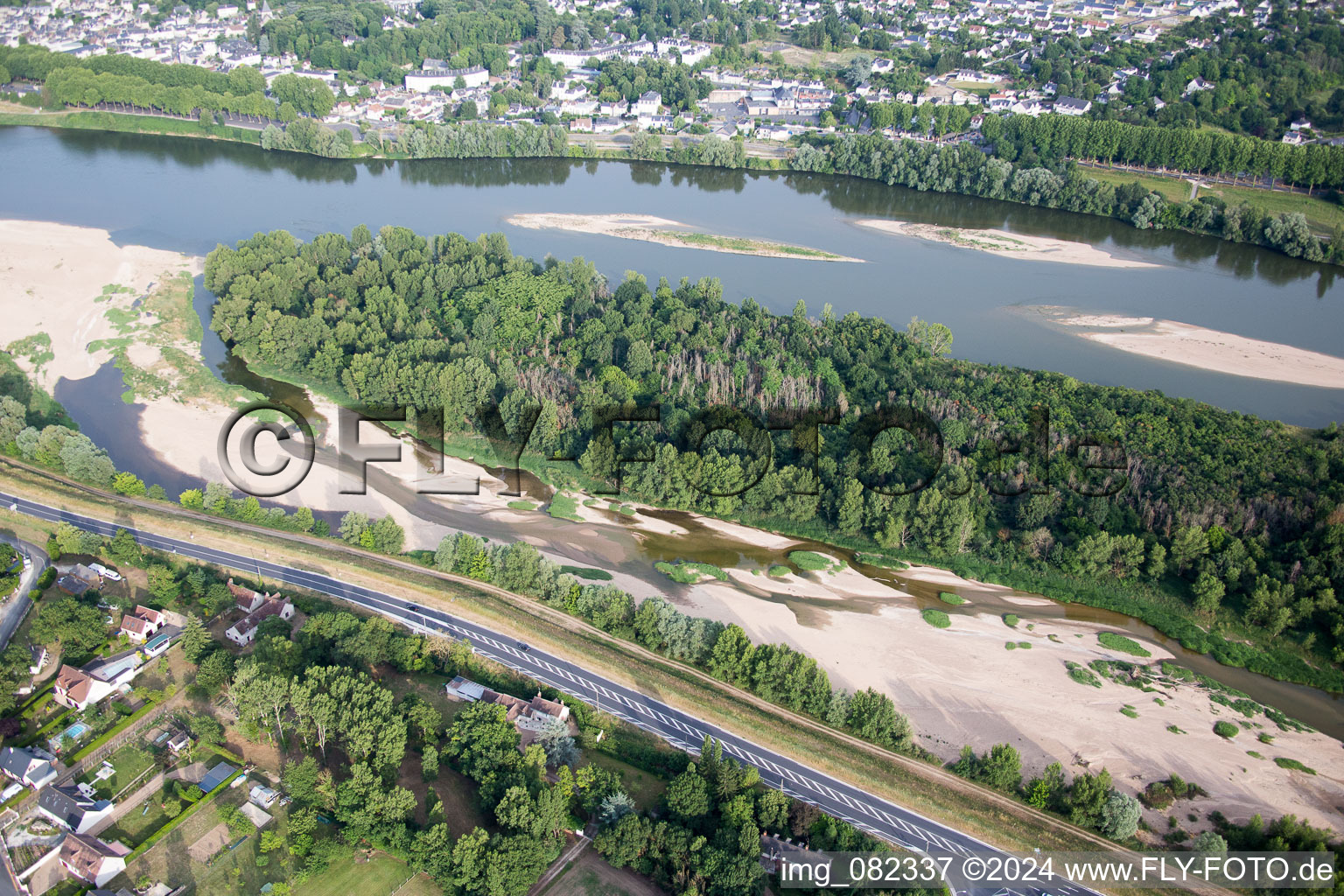 Amboise in the state Indre et Loire, France from the plane